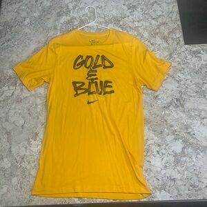 West Virginia Mountaineers Nike Short Sleeve T shirt Gold and Blue Mens Small